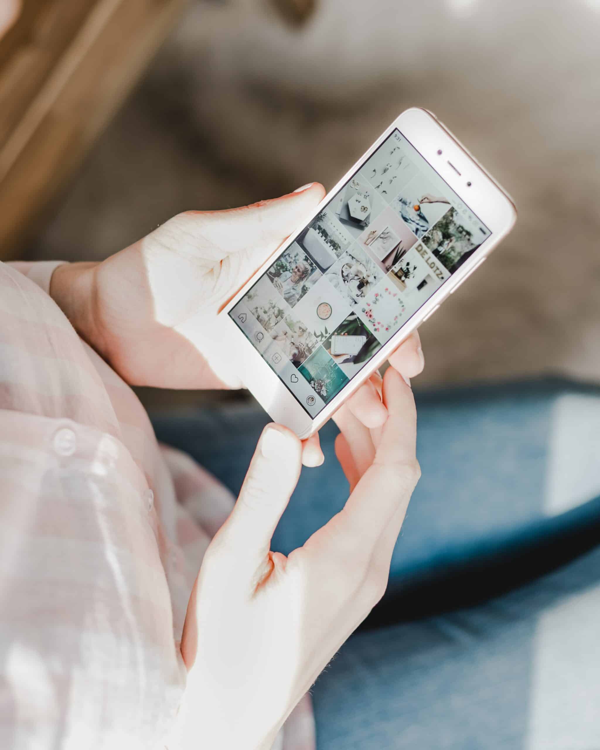 Stimmiger Instagram Feed, der das Branding eines Hochzeitsbusiness widerpiegelt